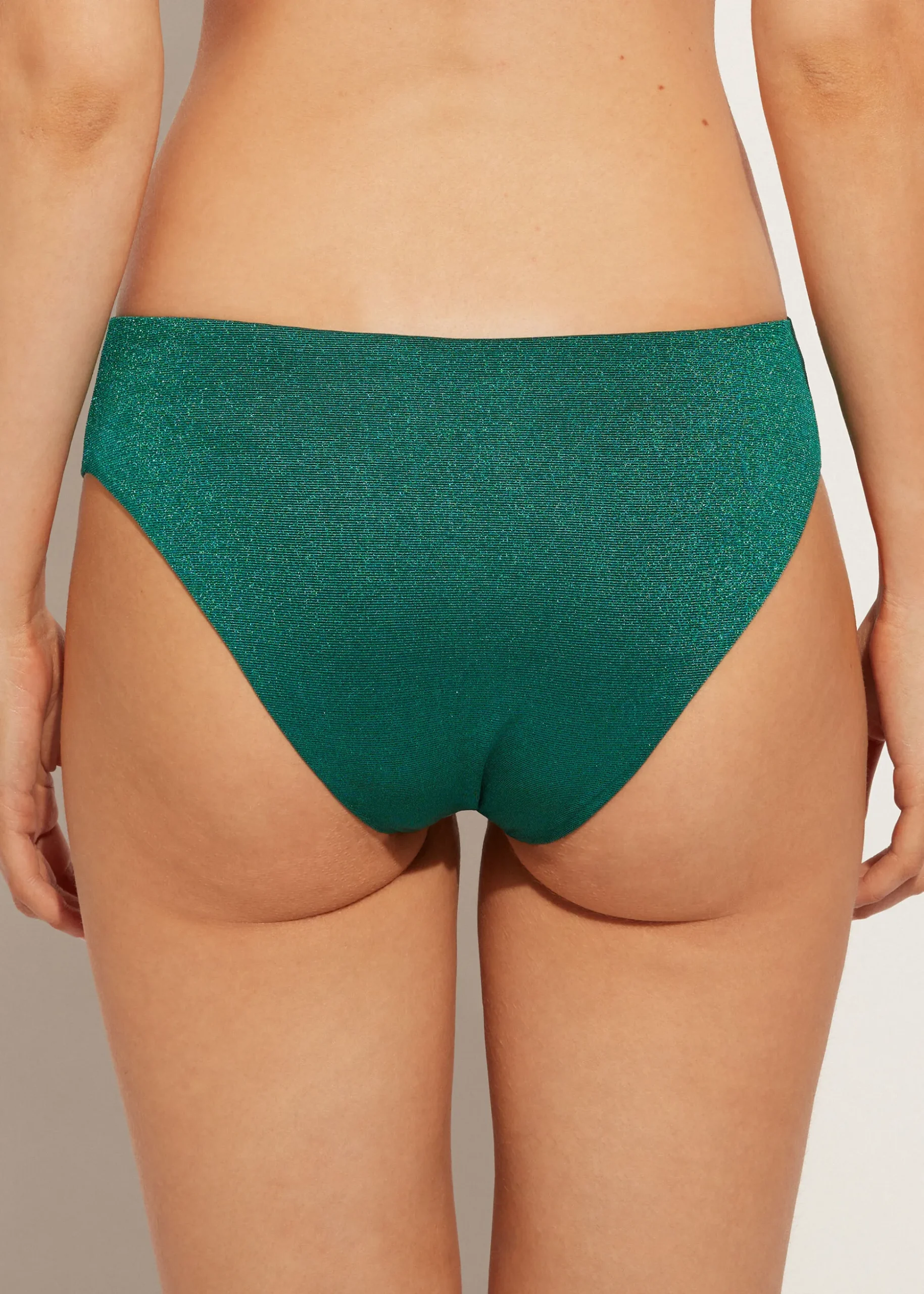 Bas De Maillot Taille Haute En Fibre Metallique Hollywood