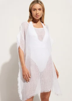 Caftan En Filet De Lin Avec Franges