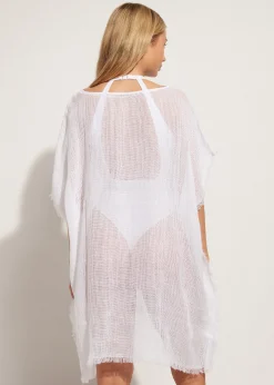 Caftan En Filet De Lin Avec Franges
