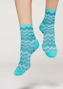 Chaussettes Basses A Motif De Vagues Avec Paillettes
