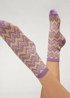Chaussettes Basses A Motif De Chevrons Colores