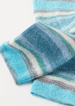 Chaussettes Basses A Rayures En Degrade De Couleurs Avec Paillettes