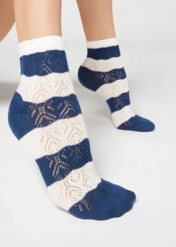 Chaussettes Basses Ajourees Et A Rayures