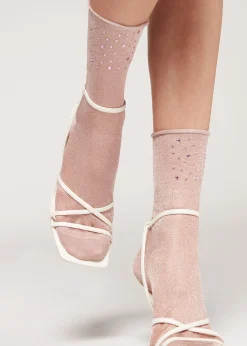 Chaussettes Basses Avec Paillettes Et Cristaux De Strass