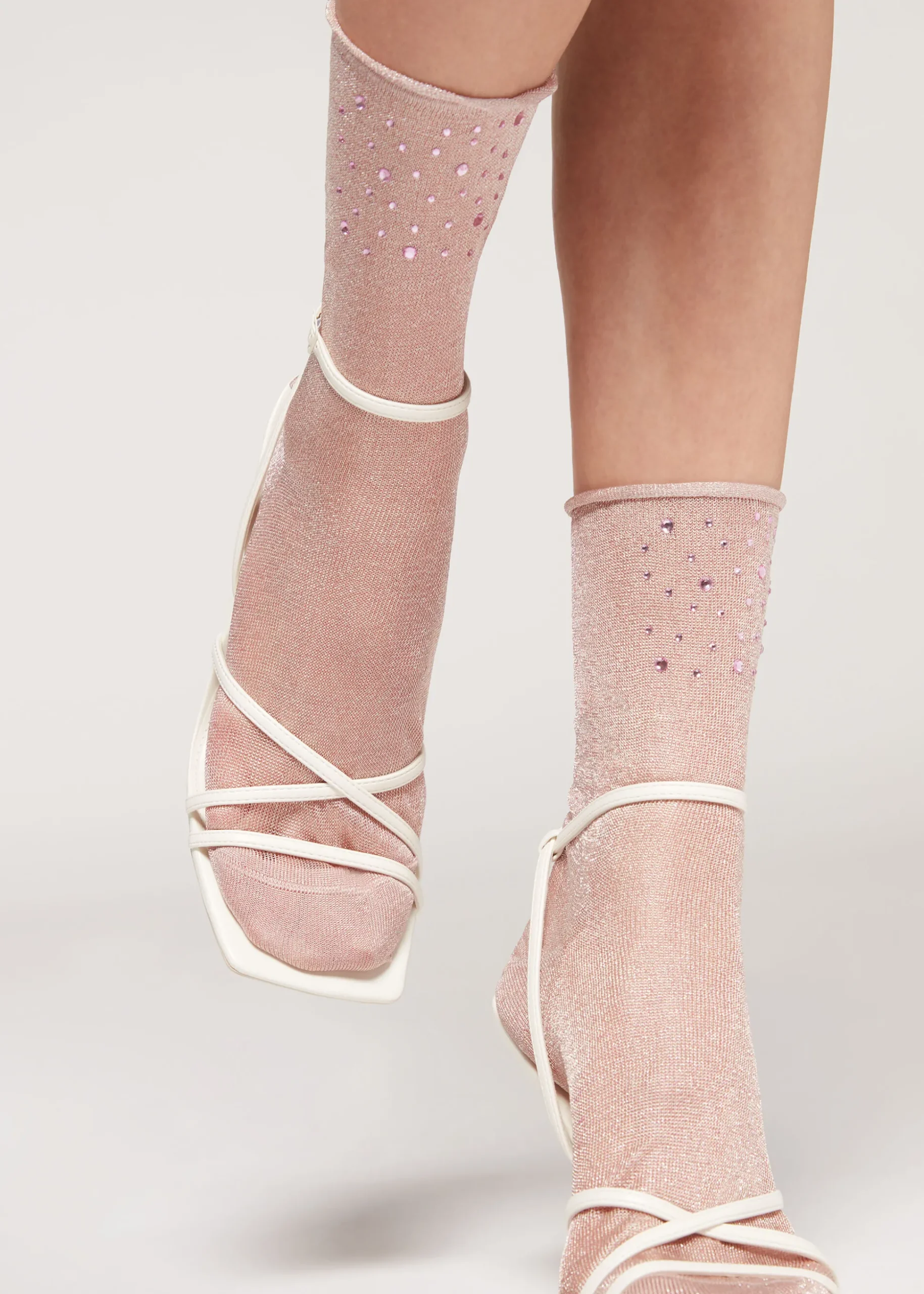 Chaussettes Basses Avec Paillettes Et Cristaux De Strass