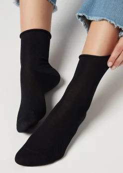 Chaussettes Courtes A Bords Francs En Fil D'Ecosse