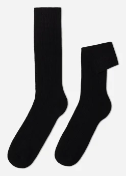 Chaussettes Courtes Cotelees Avec Laine Et Cachemire Pour Homme