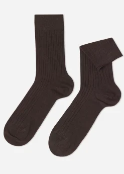 Chaussettes Courtes Cotelees En Cachemire Pour Homme