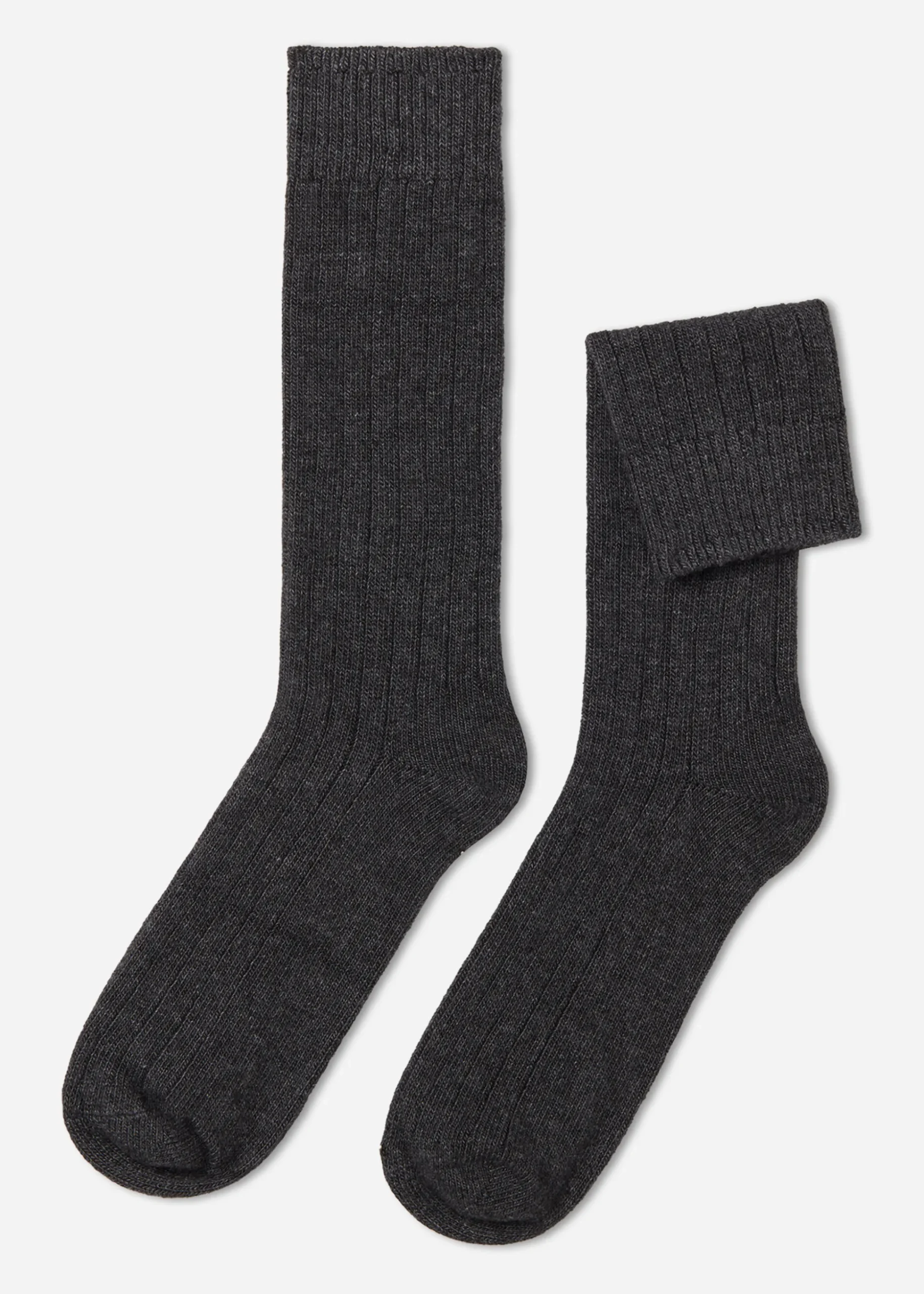 Chaussettes Courtes Cotelees Avec Laine Et Cachemire Pour Homme