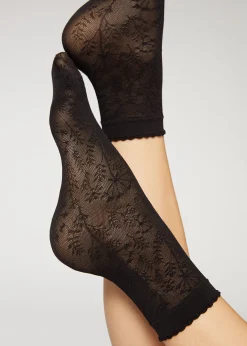 Chaussettes Courtes En Resille Fantaisie Fleurie