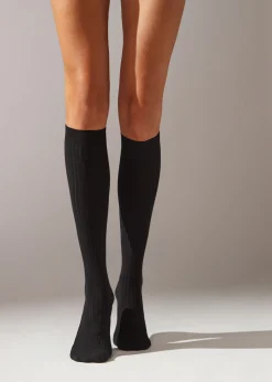 Chaussettes Longues En Cachemire Cotelees