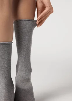 Chaussettes Longues En Coton Satine