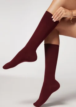 Chaussettes Longues En Coton Satine