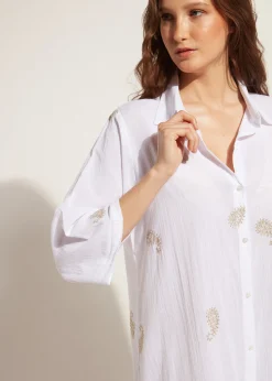 Chemise Mi-Longue Broderies Bandana Metallisee