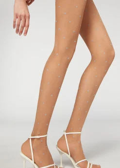Collant Transparent 30 Deniers Pois Sur L'Ensemble