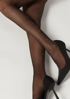 Collant Transparent 30 Deniers Pois Sur L'Ensemble