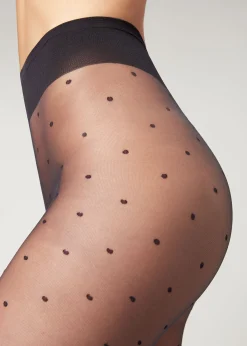 Collant Voile 20 Deniers A Motifs Pois