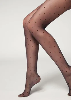 Collant Voile 20 Deniers A Motifs Pois