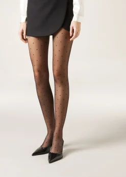 Collant Voile 20 Deniers A Motifs Pois