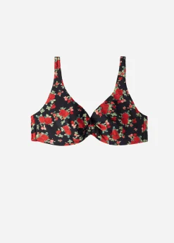 Haut De Maillot Balconnet A Motifs Roses Et Animalier Nizza
