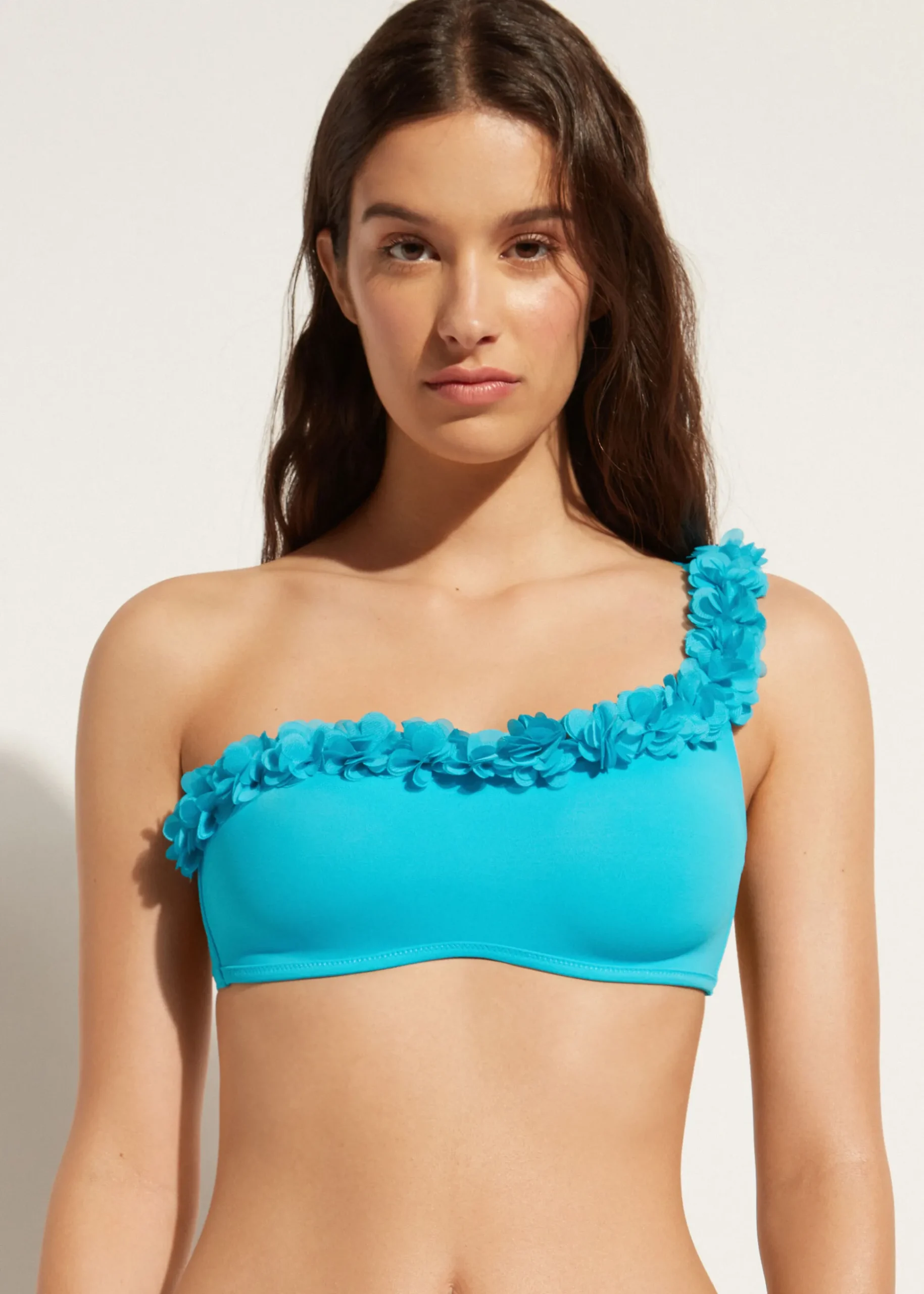 Haut De Maillot Bandeau Asymetrique A Fleurs Honolulu