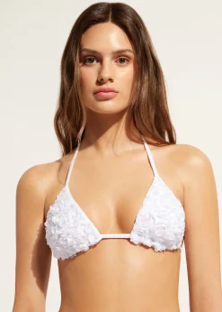 Haut De Maillot Triangle Coulissant A Fleurs Et Paillettes Parigi