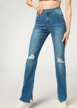 Jean Coupe Droite Avec Dechirures