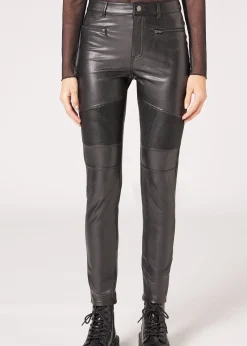 Legging Motard Skinny Enduit Thermique