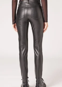 Legging Motard Skinny Enduit Thermique